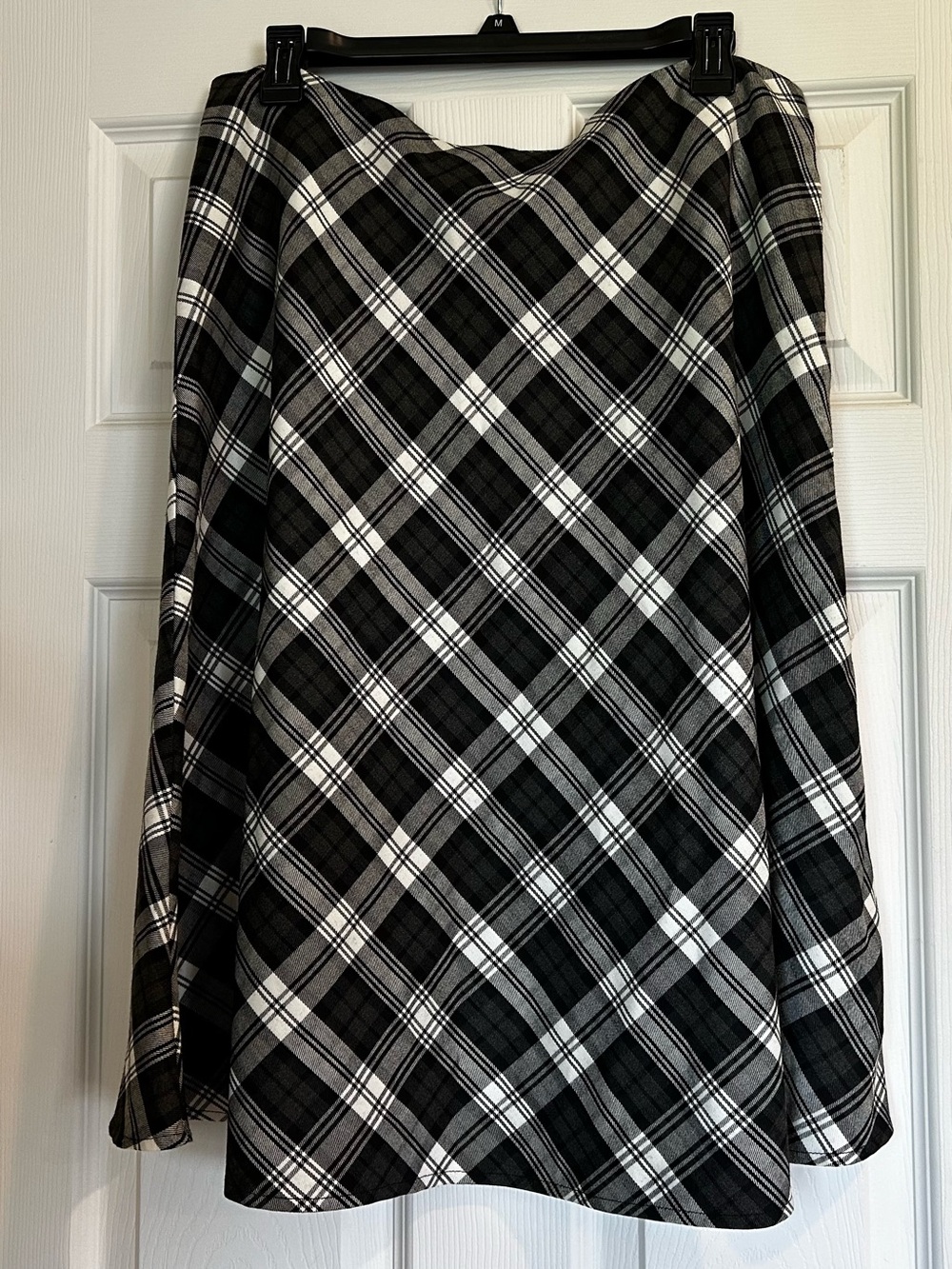 89th & Madison Black and White Plaid A-Line Skirt